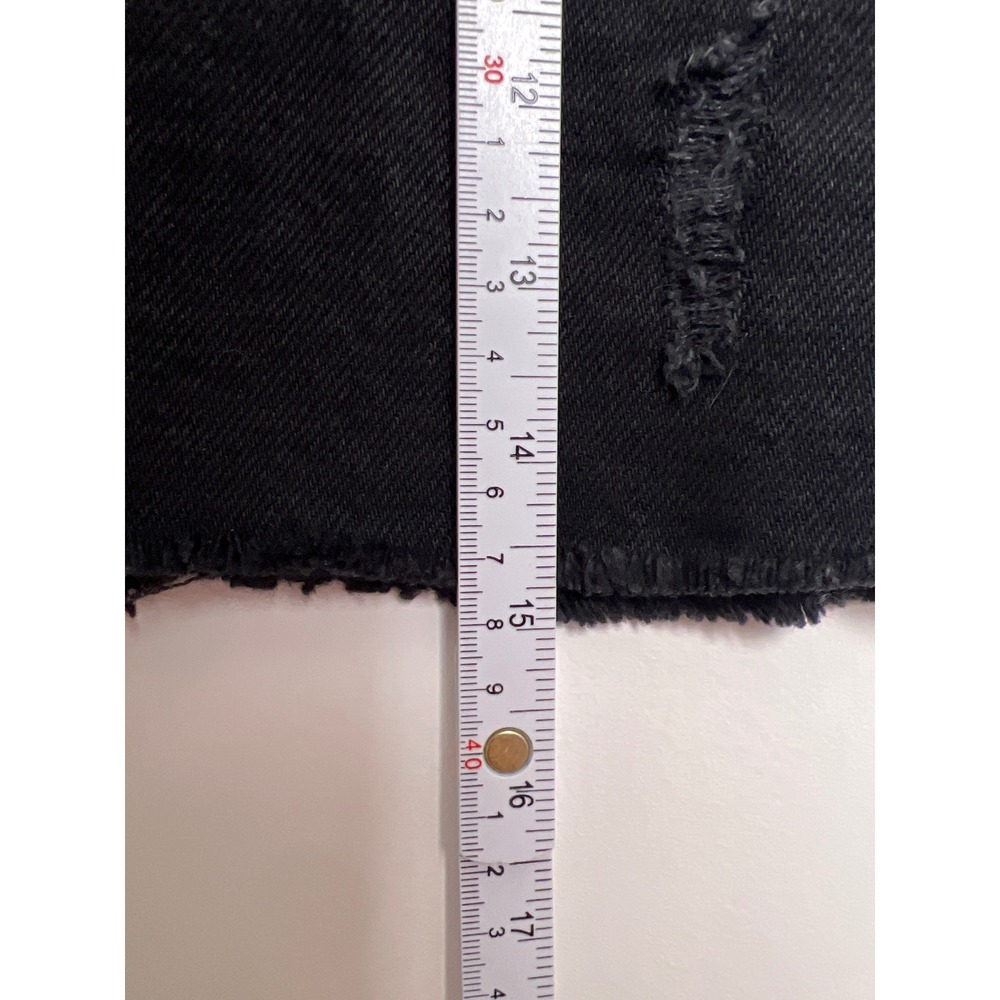 BDG Urban Outfitters Black Distressed Denim Mini Skirt Raw Hem Womens M Grunge - Picture 4 of 8